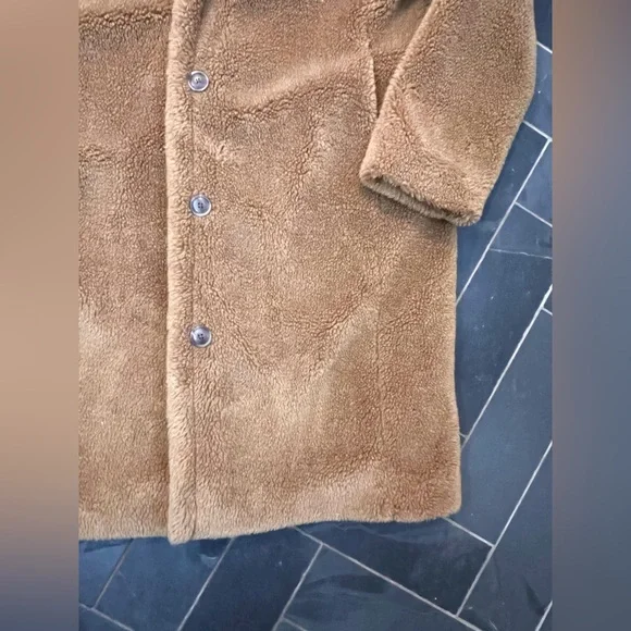 Gap tan brown teddy Sherpa coat jacket size large - Picture 5 of 6